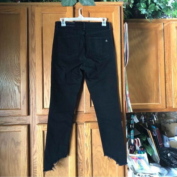 Rag & Bone 10 Inch Capri Jeans Raw Stepped Hem Black Hampton - 26 - Picture 6 of 11